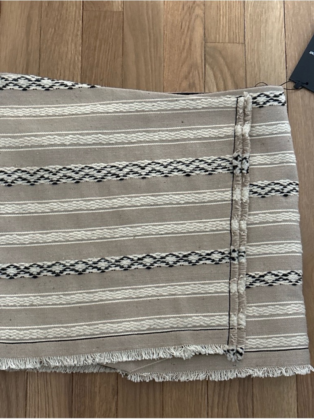 Saint Laurent Beige Striped Mini Skirt with Textured Trim